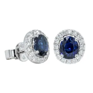 18ct White Gold 1.43ct Sapphire & Diamond Earrings