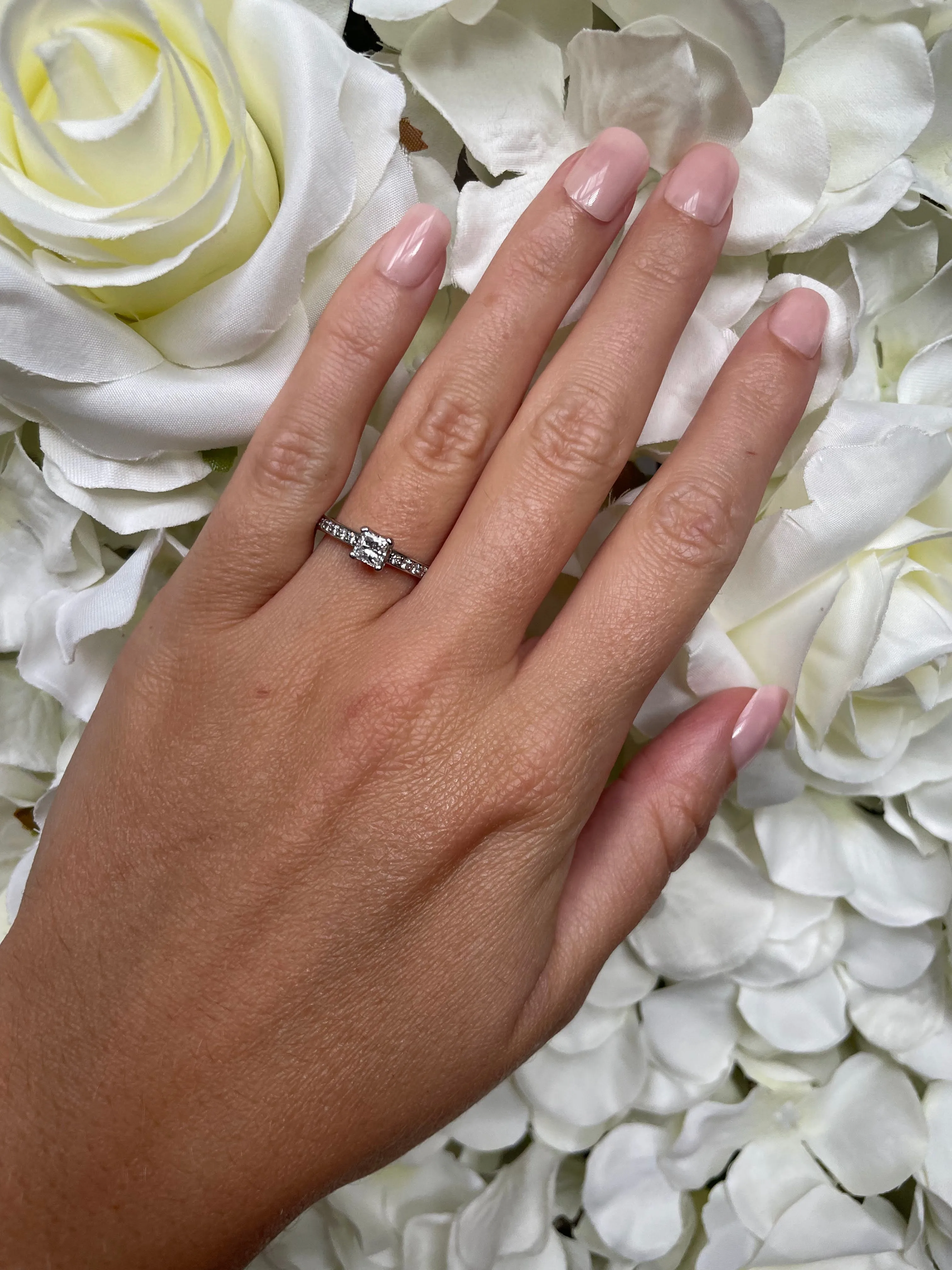 18ct White Gold & 0.40ct Princess Cut Diamond GSI Engagement Ring
