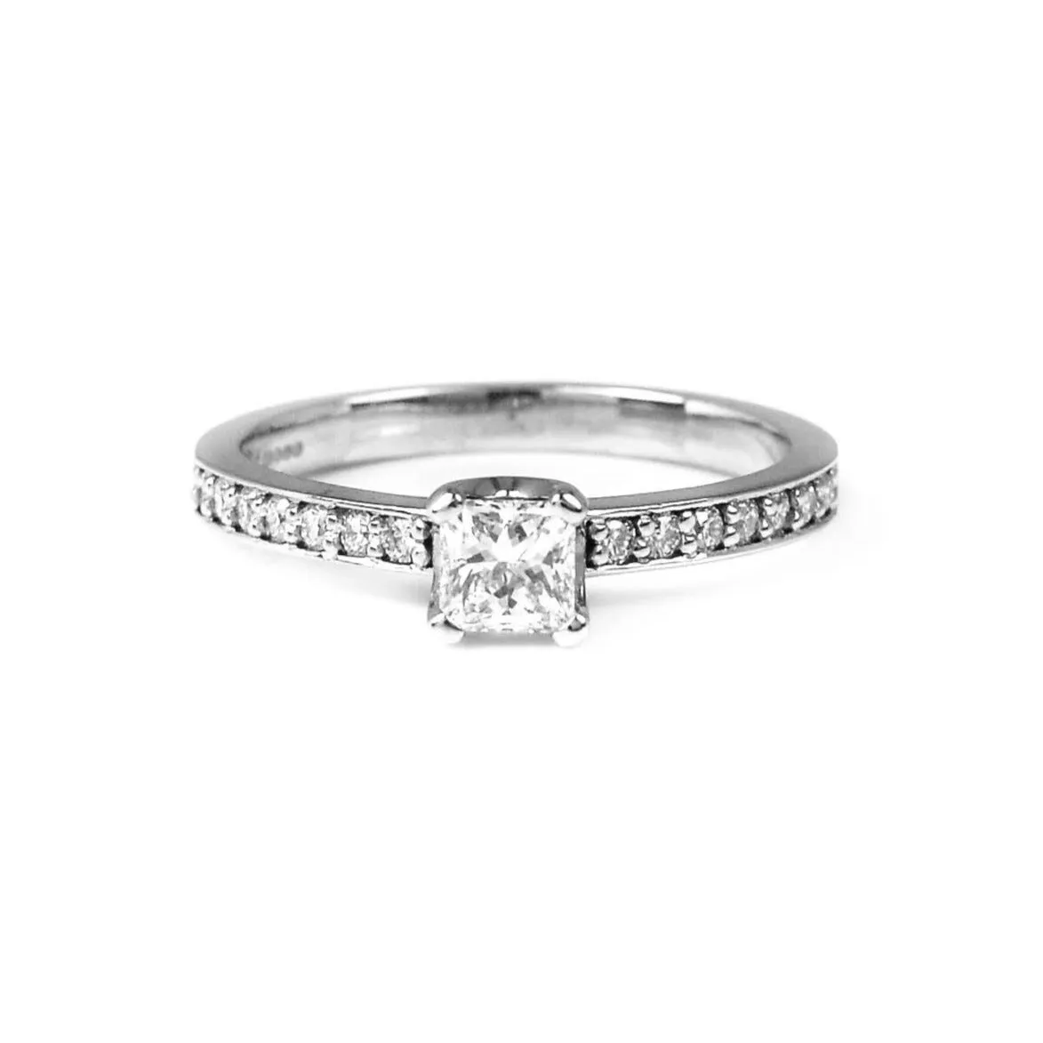 18ct White Gold & 0.40ct Princess Cut Diamond GSI Engagement Ring