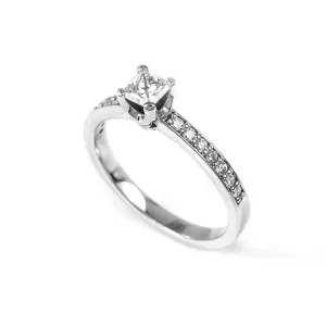18ct White Gold & 0.40ct Princess Cut Diamond GSI Engagement Ring