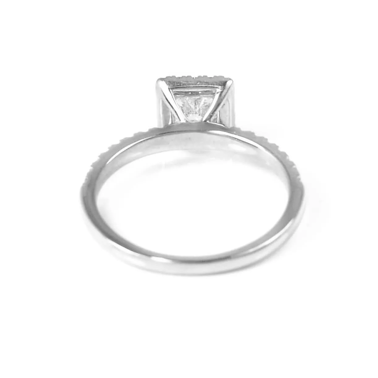 18ct White Gold & 0.76ct Princess Cut Diamond Halo Engagement Ring