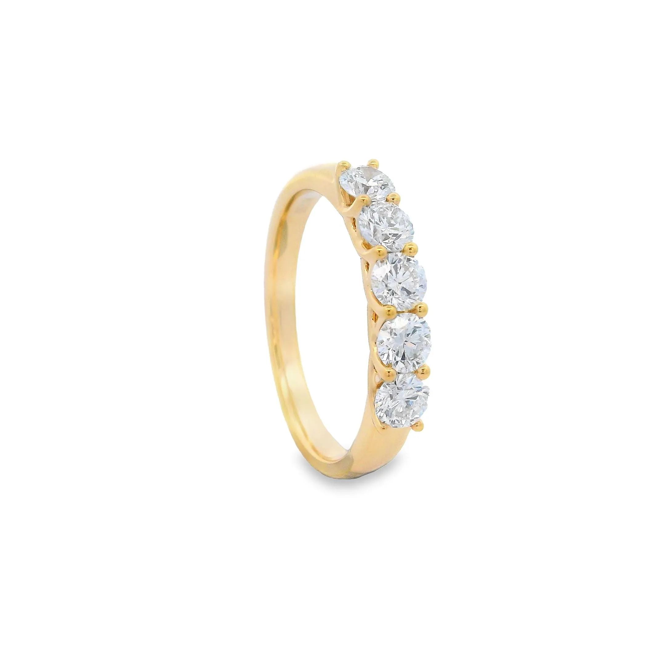 18ct Yellow Gold Round Lab Grown Diamond Claw Set Eternity Wedding Band TDW= 0.85ct