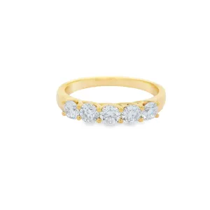 18ct Yellow Gold Round Lab Grown Diamond Claw Set Eternity Wedding Band TDW= 0.85ct