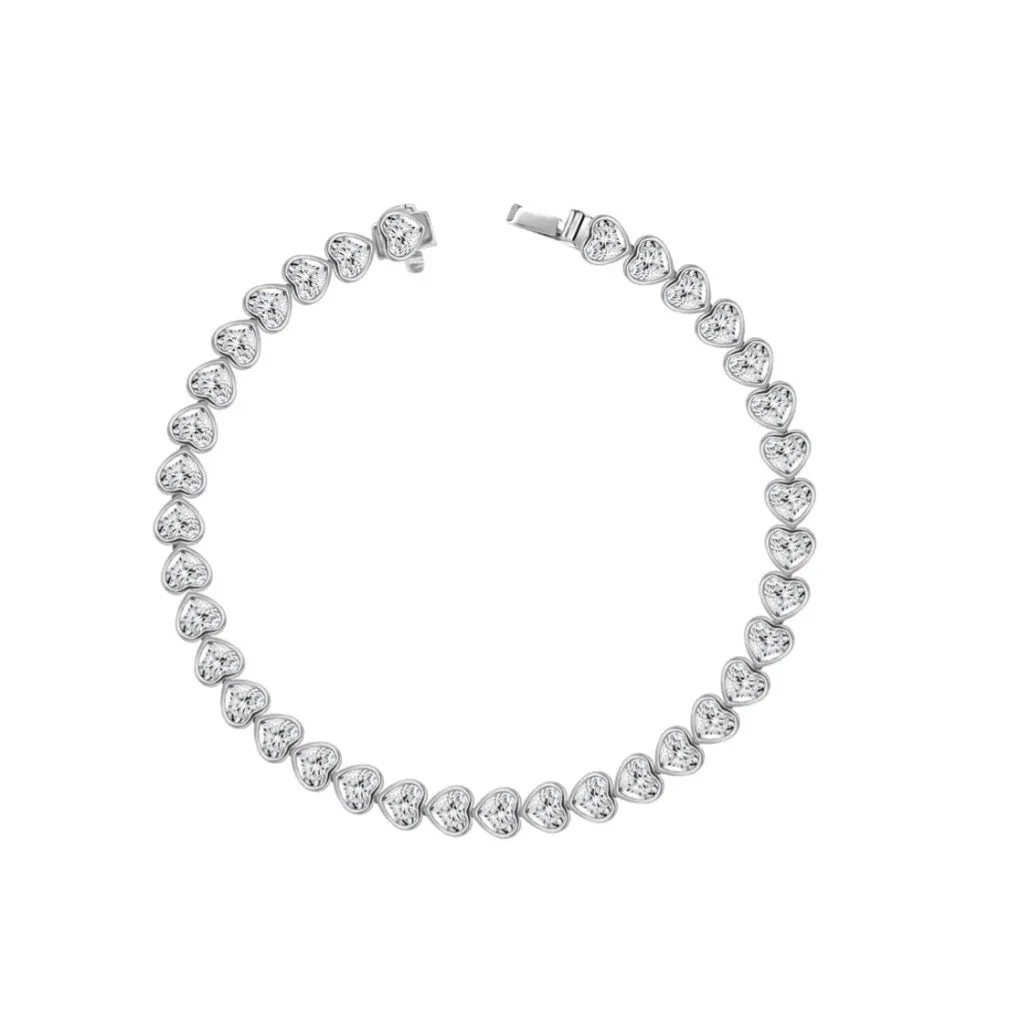 18K Diamond Bezeled Heart Bracelet