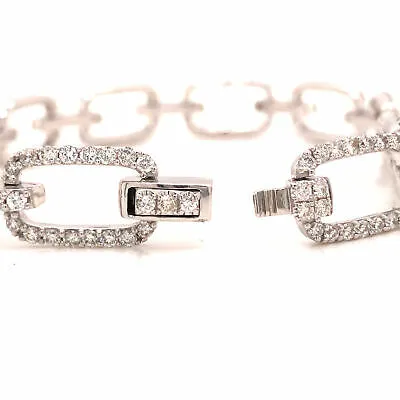 18K Diamond Link Bracelet White Gold