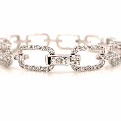 18K Diamond Link Bracelet White Gold