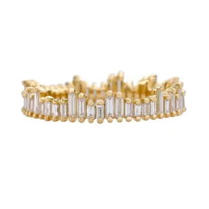 18K Gold & Needle Baguette Diamond "Cityscape" Eternity Ring