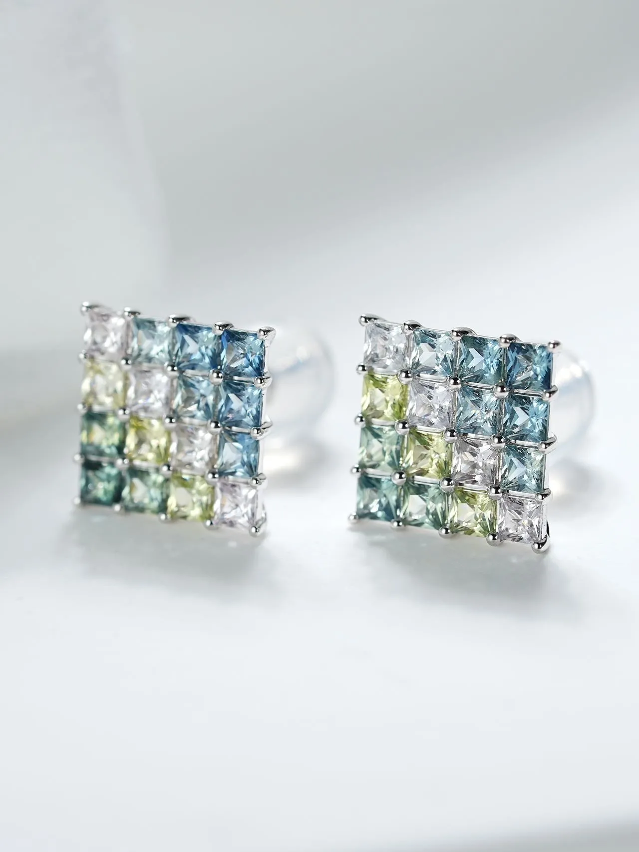 18k Gold Custom Cushion Cut Oil Painting Earrings