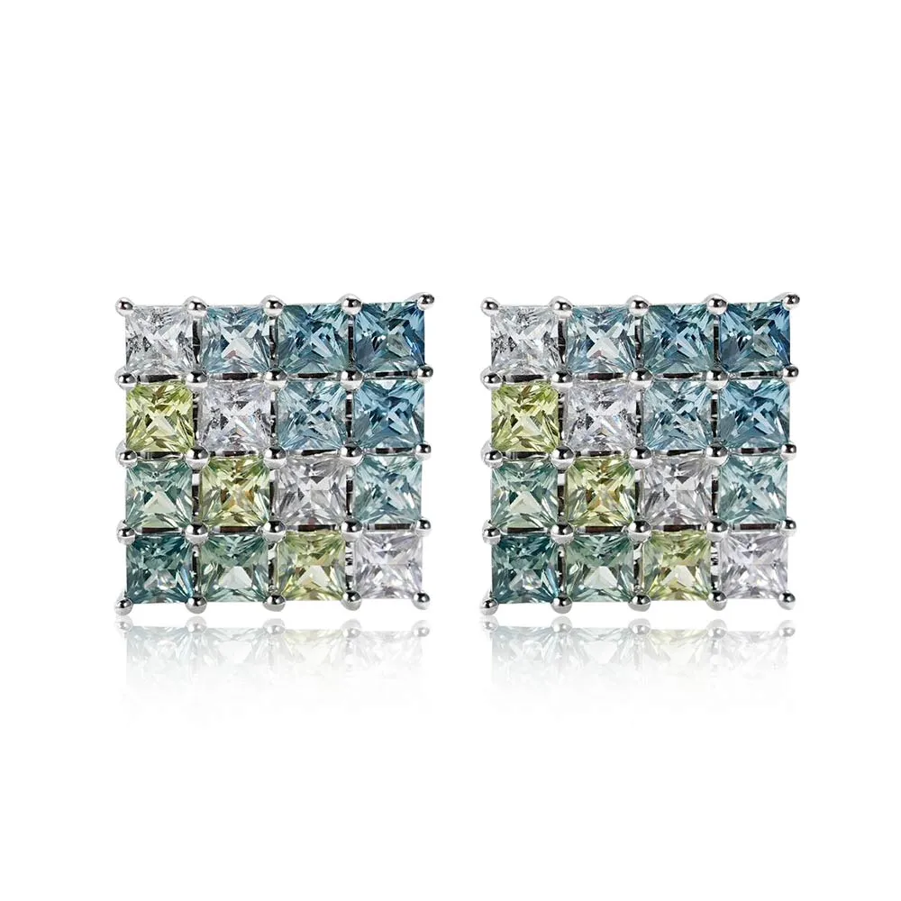 18k Gold Custom Cushion Cut Oil Painting Earrings