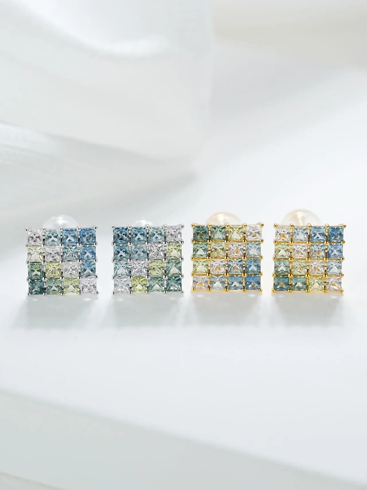 18k Gold Custom Cushion Cut Oil Painting Earrings