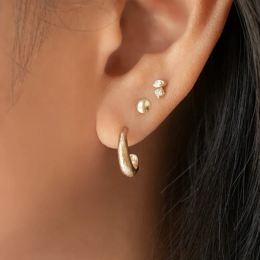 18K Gold Teardrop "Boulder" Hoop Earrings