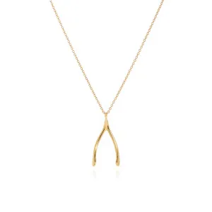 18k gold wish bone pendant