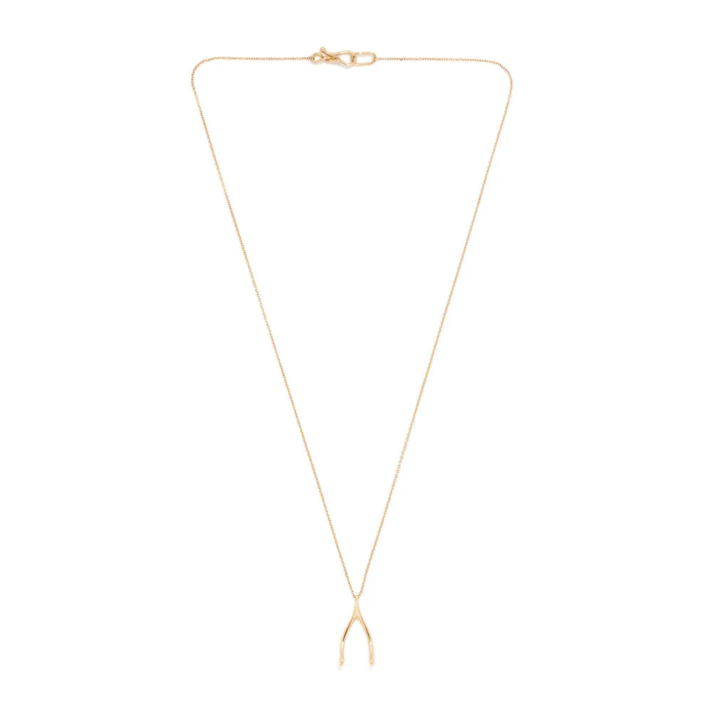 18k gold wish bone pendant