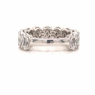 18K Marquise and Princess Diamond Oval Cluster Eternity Band White Gold