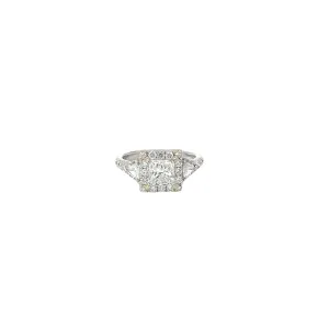 18k white gold 1.20CT H VS2 Princess Cut , .40ct G VS2 Trillion and .40ct G VS2 Round Diamond Engagement ring Certified by GIA #2406758649