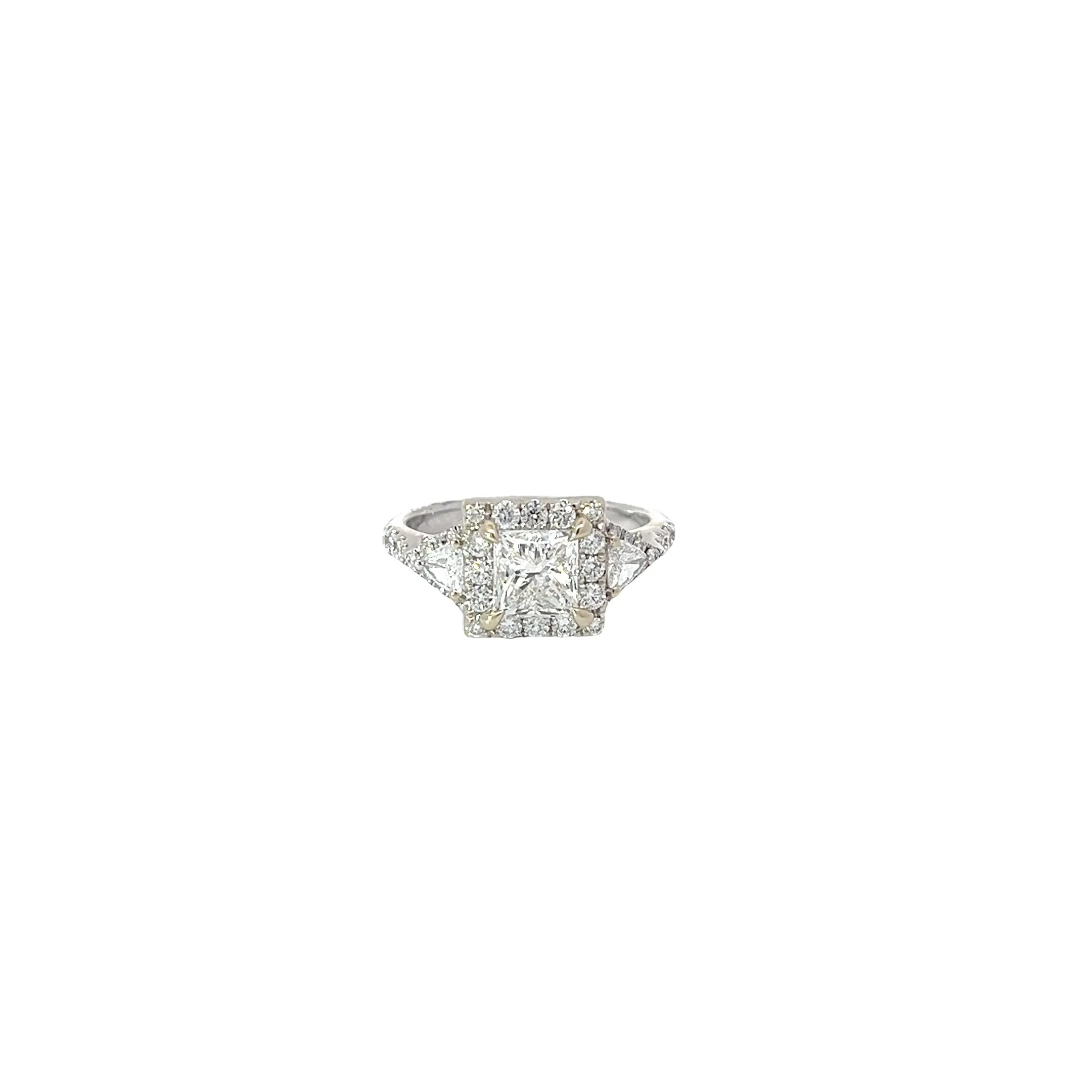 18k white gold 1.20CT H VS2 Princess Cut , .40ct G VS2 Trillion and .40ct G VS2 Round Diamond Engagement ring Certified by GIA #2406758649