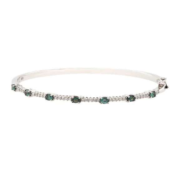 18k White Gold Bangle with .93ct Alexandrite and .33ct diamonds