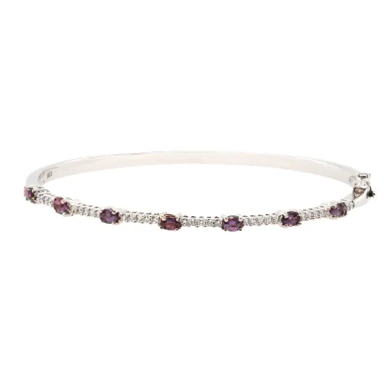 18k White Gold Bangle with .93ct Alexandrite and .33ct diamonds