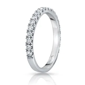 18k White Gold Diamond thin Mirco Pave 3/4 Eternity Band