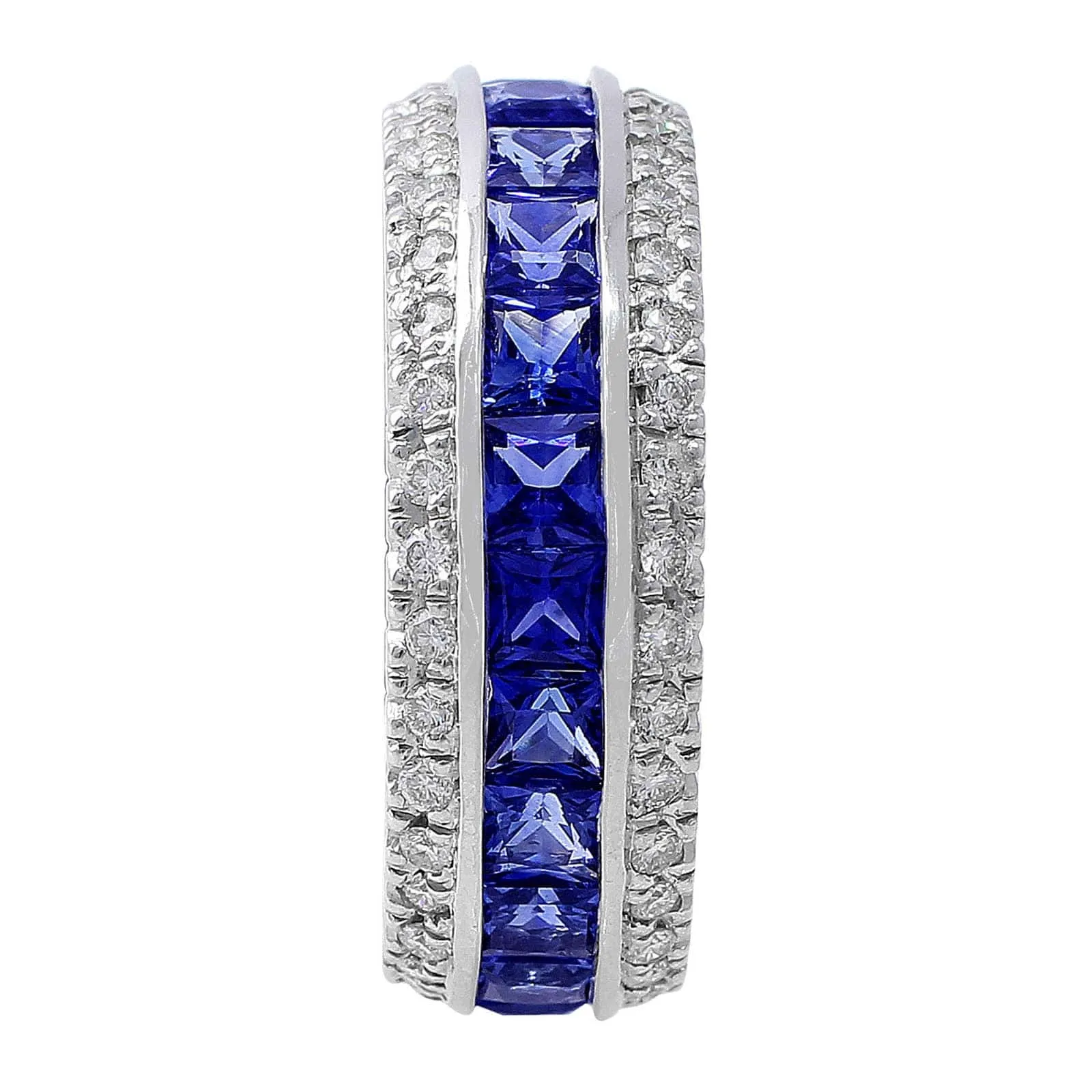 18k White Gold Sapphire Diamond Eternity Band Rings