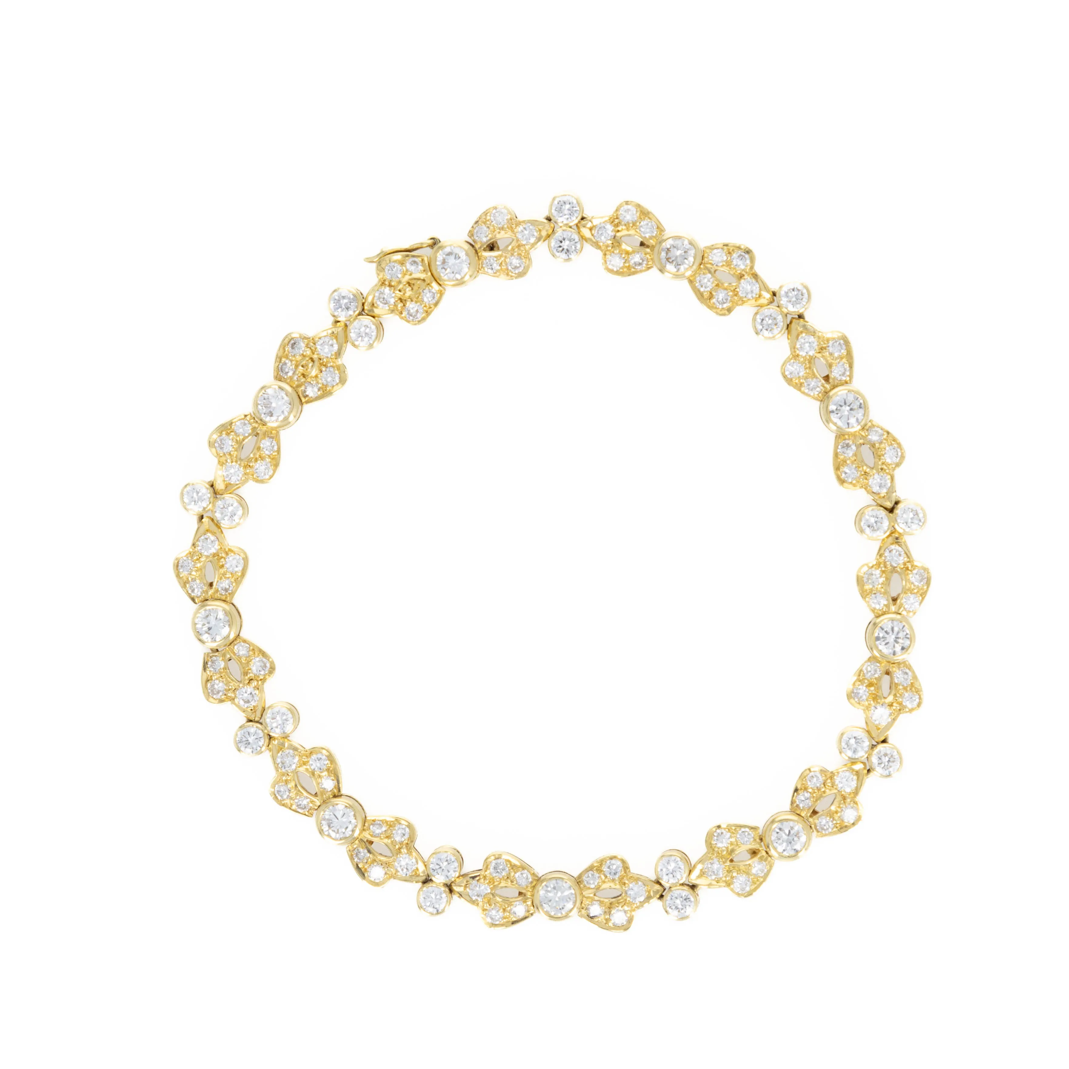 18K Yellow Gold 4 Carat Diamond Bow Bracelet