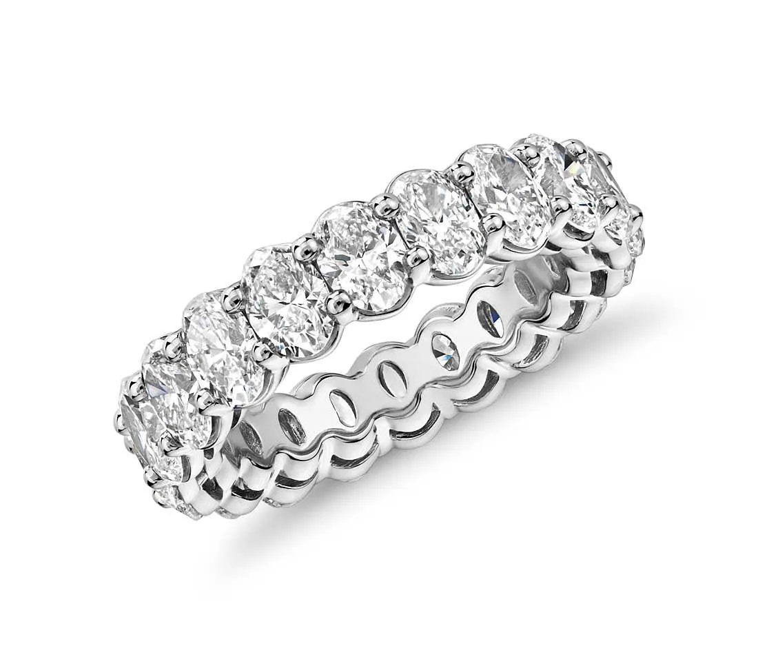 18kt White Gold Oval Diamond Eternity Band- 7.00TCW