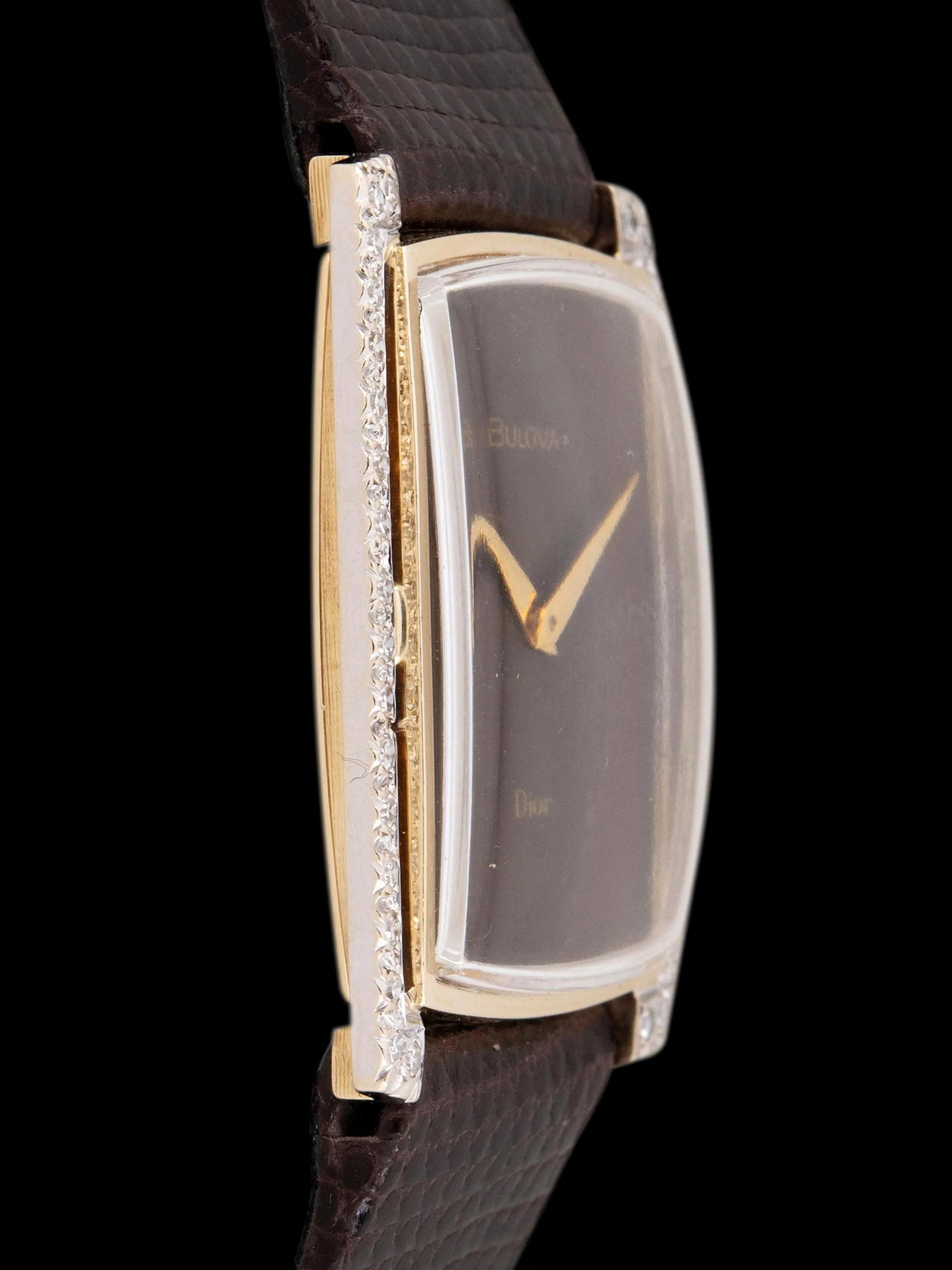 1972 Bulova Dress Watch 14K YG W/ Diamonds (Ref. B708) Brown "Dior" Dial