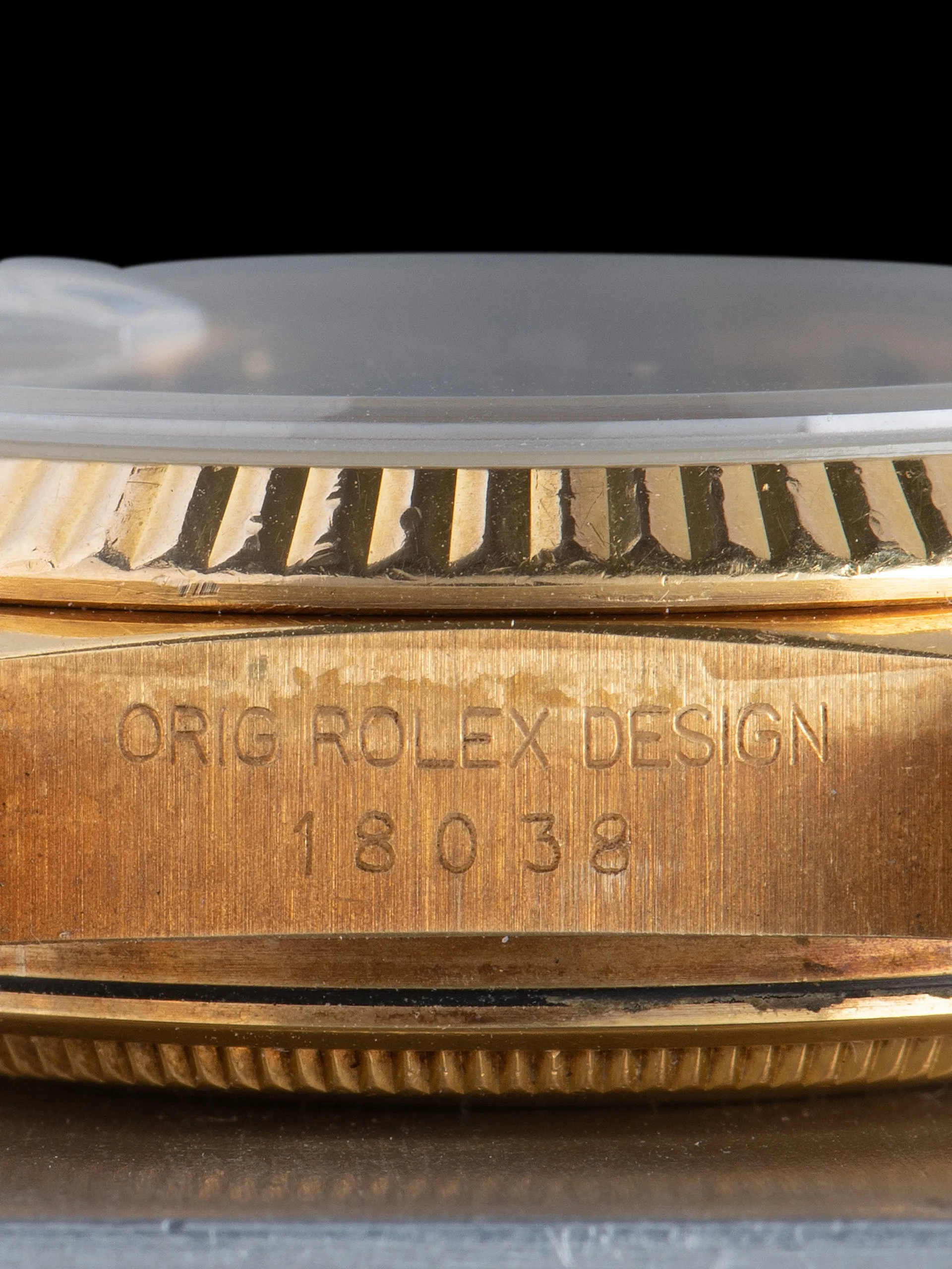 1986 Rolex Day-Date 18K YG (Ref. 18038) Blue Vignette Diamond Dial W/ Papers