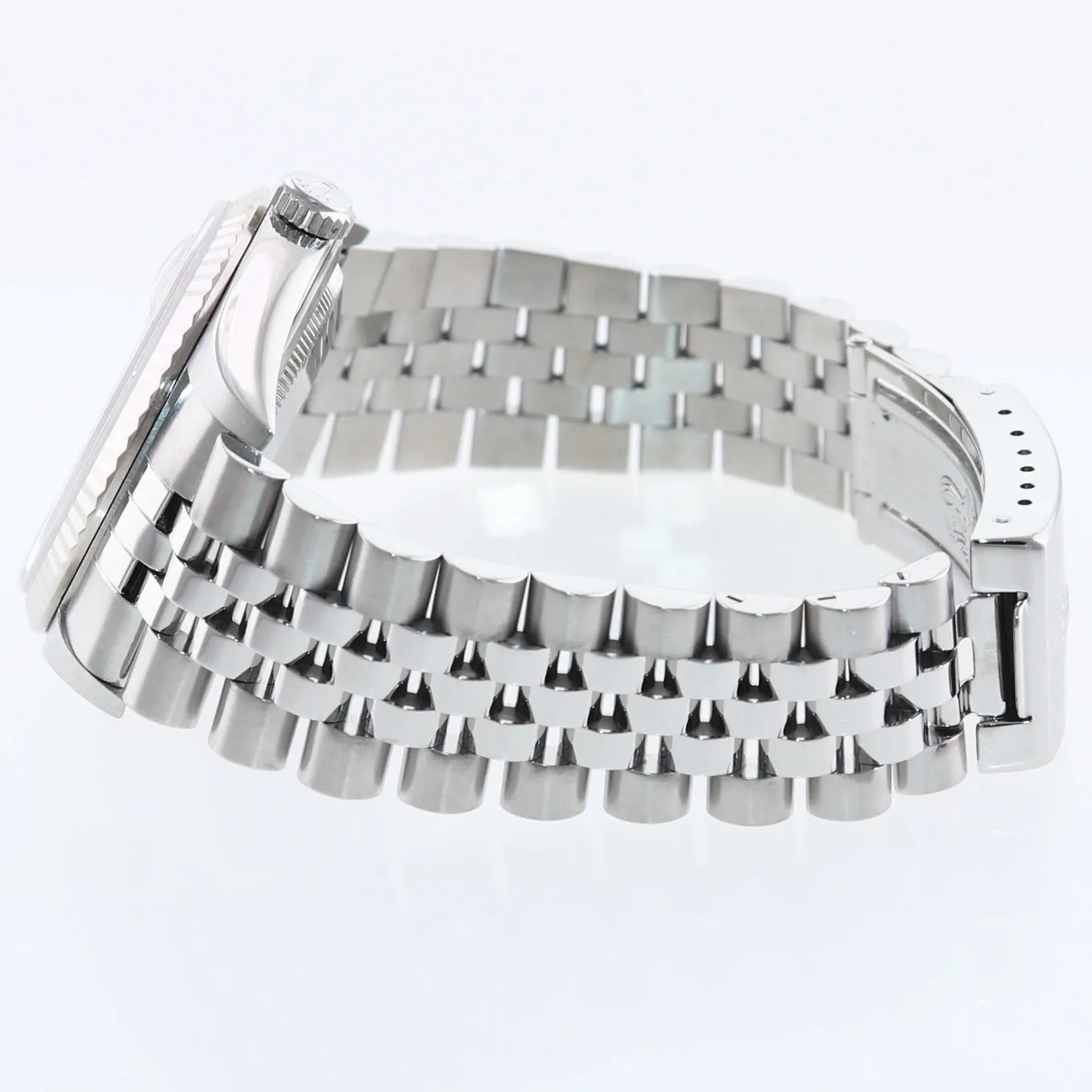 2002 MINT Rolex DateJust 16234 Silver Diamond Anniversary Jubilee Gold Fluted Watch