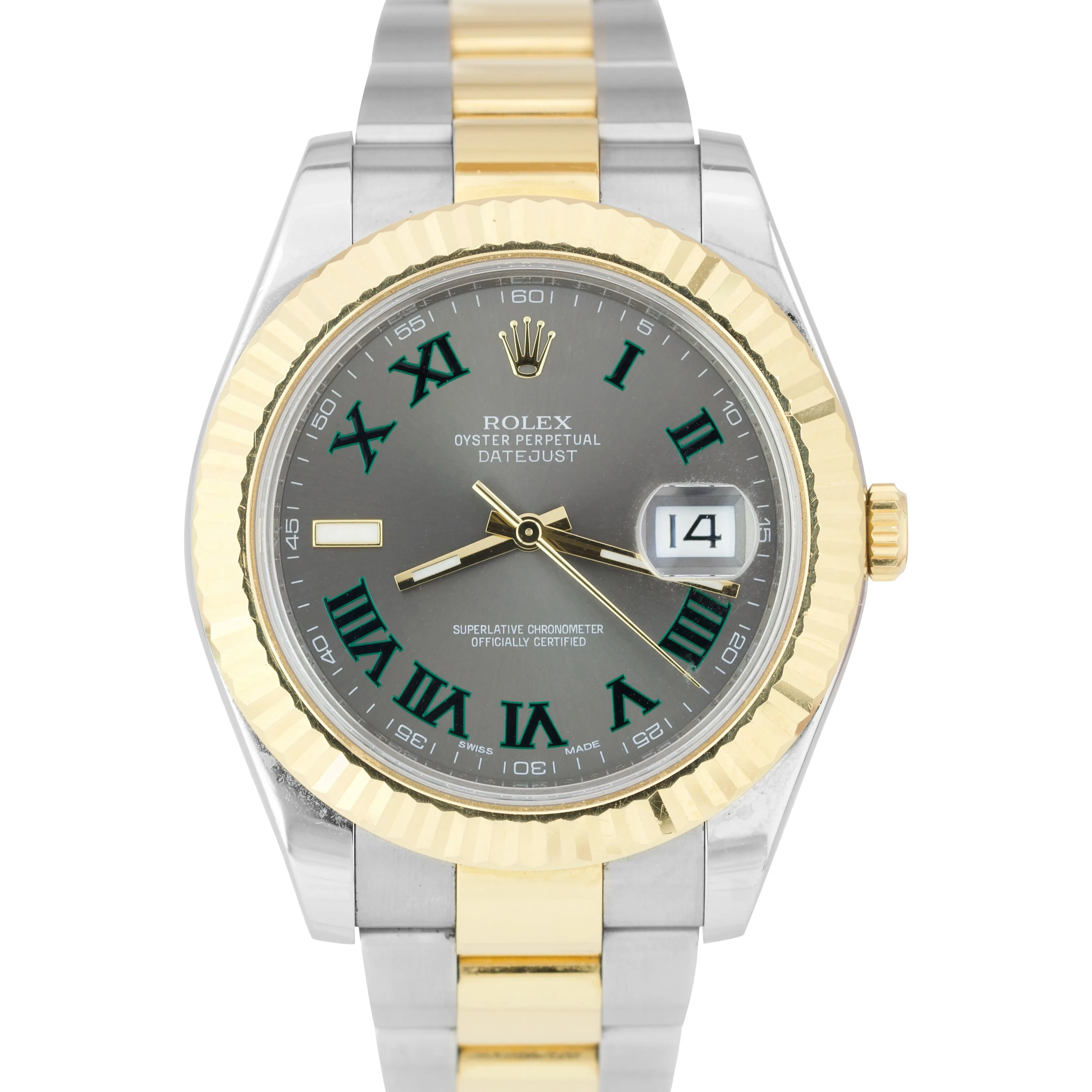 2013 UNPOLISHED Rolex Datejust II 2 WIMBLEDON 18K TwoTone Gold 41mm Watch 116333
