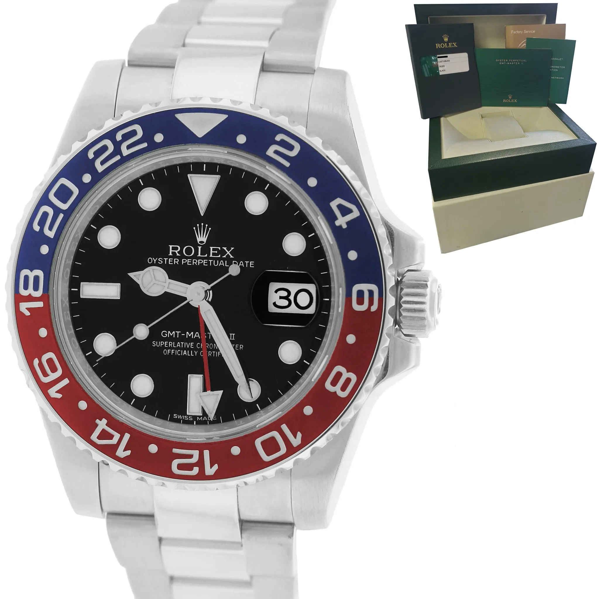 2015 Rolex GMT-Master II Pepsi Black 18K White Gold 40mm Date Watch 116719 BLRO