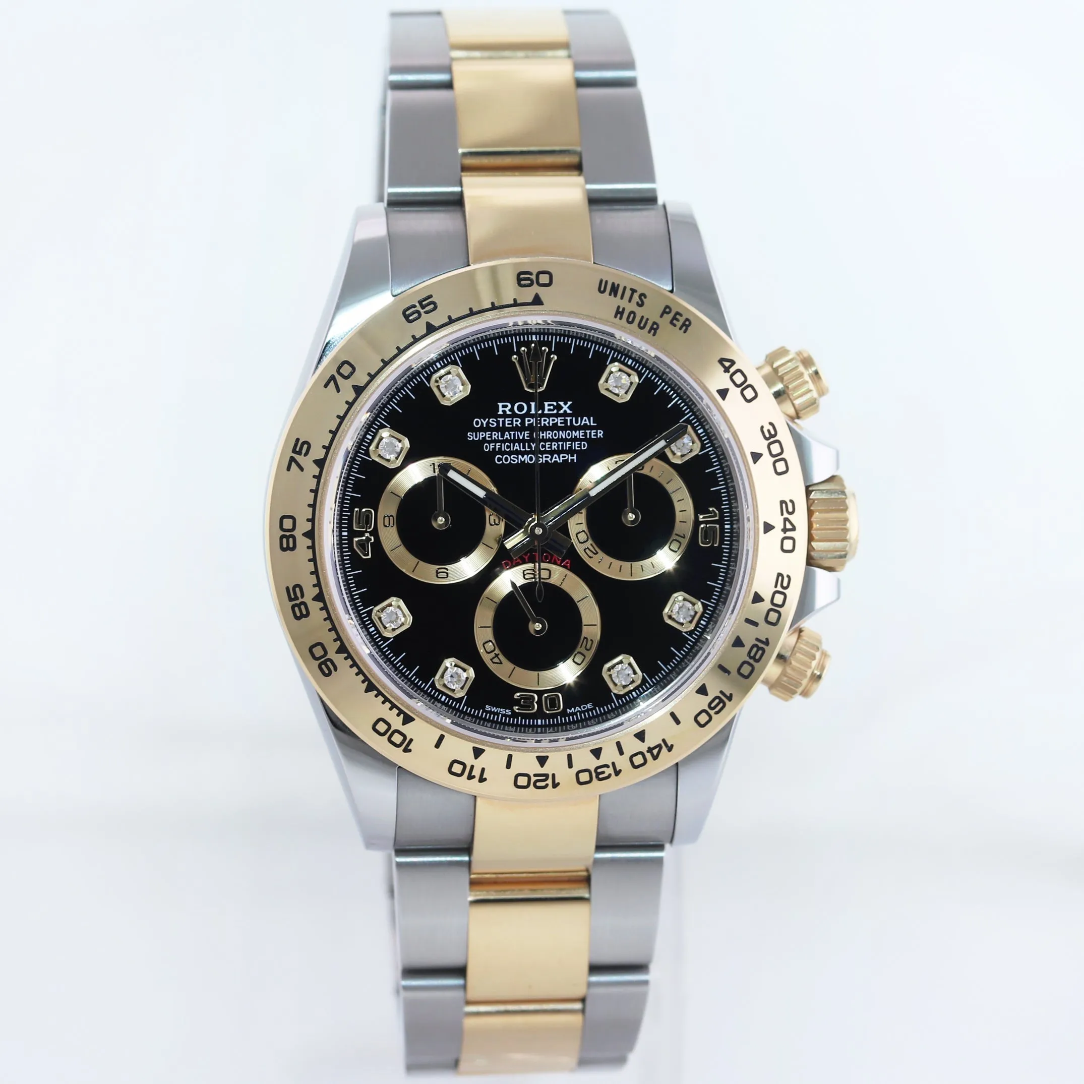 2023 NEW 116503 Rolex Daytona Two Tone Black Diamond Yellow Gold Watch Box