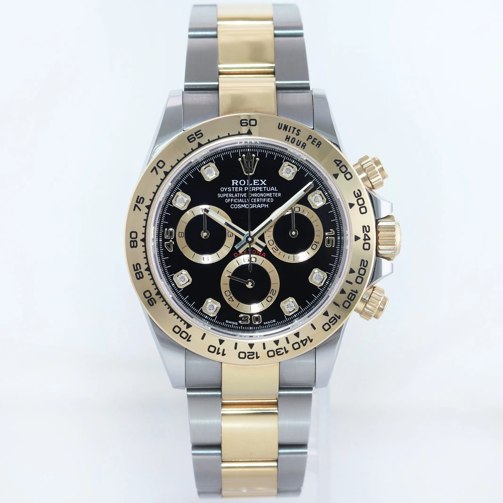 2023 NEW 116503 Rolex Daytona Two Tone Black Diamond Yellow Gold Watch Box