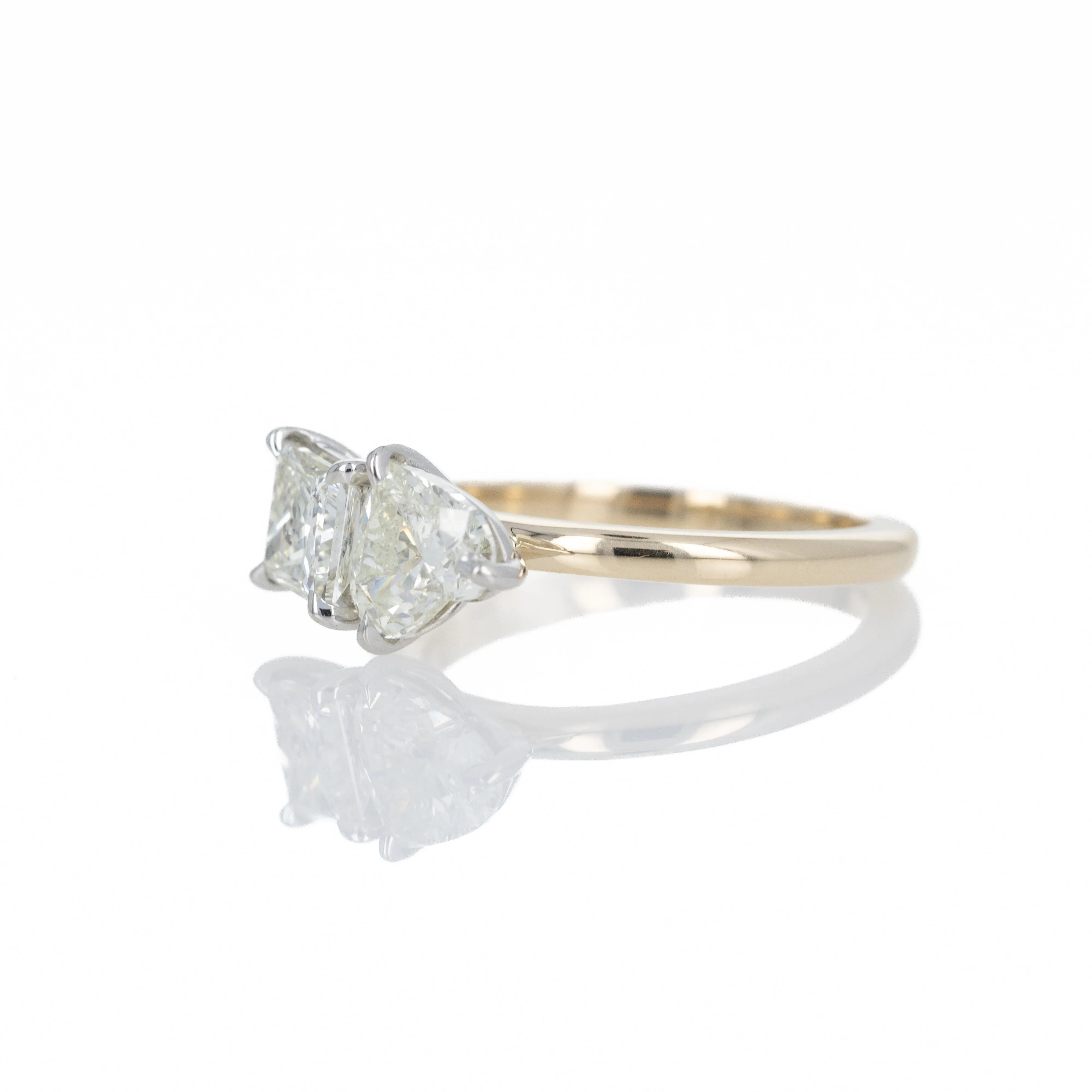 2.07 Carat Heart Princess Diamond Two Stone Engagement Ring