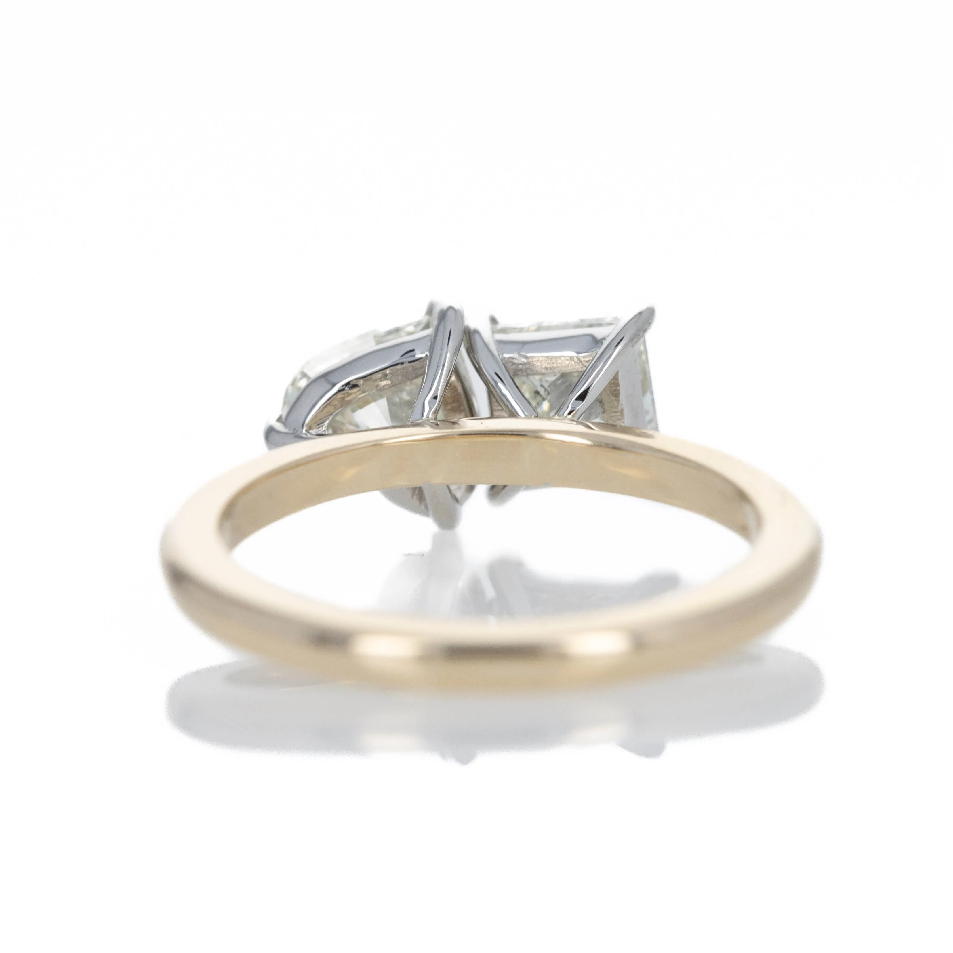 2.07 Carat Heart Princess Diamond Two Stone Engagement Ring