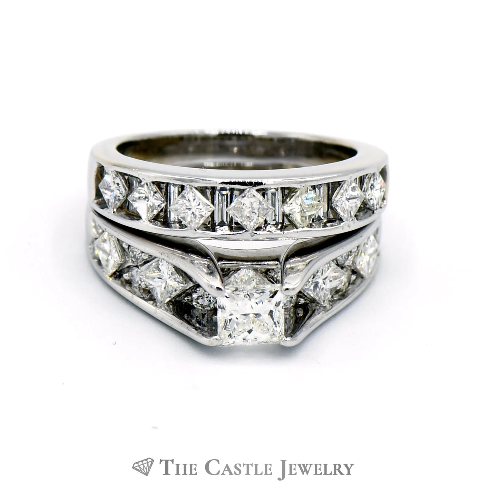 2.25cttw Princess Cut Diamond Bridal Set in 14k White Gold