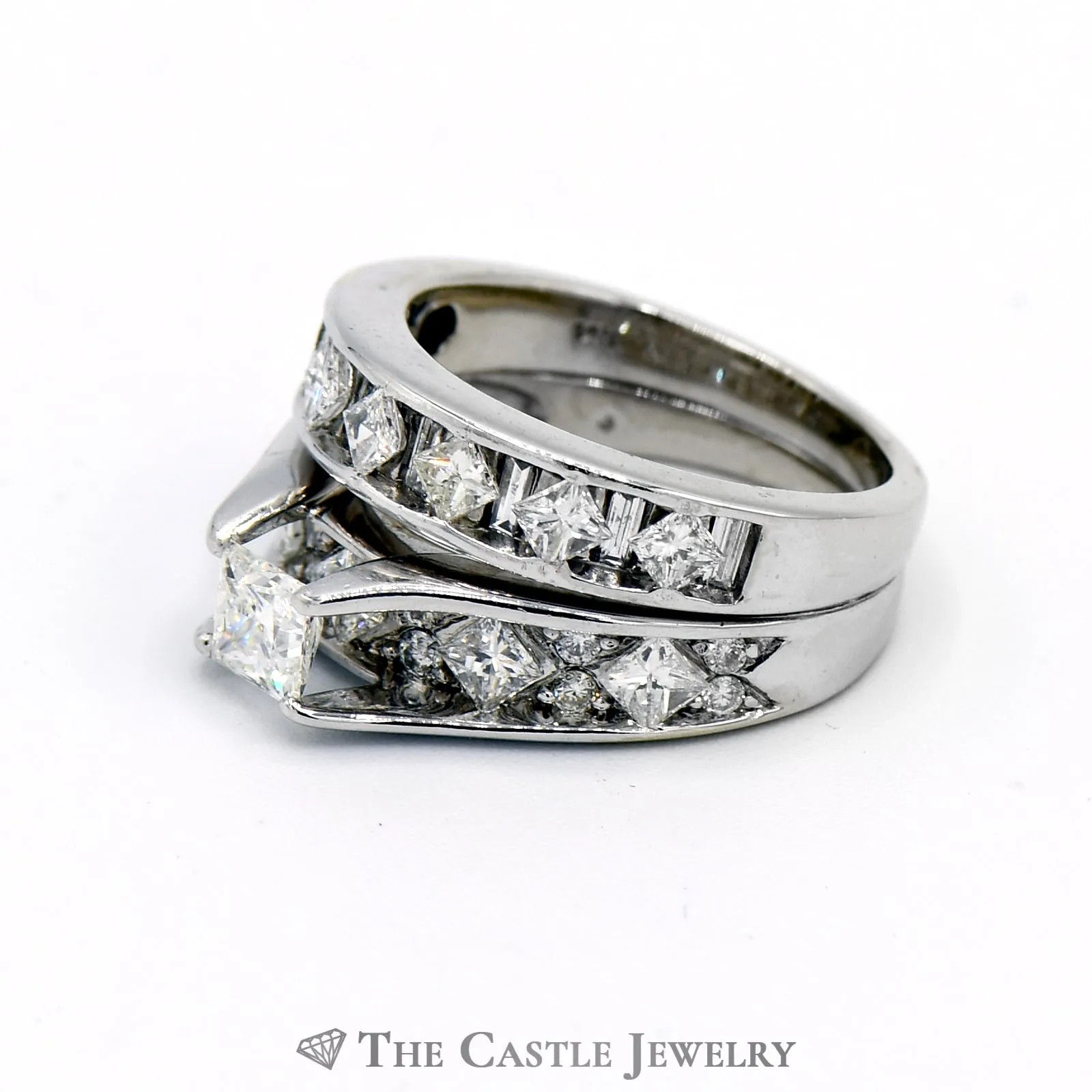 2.25cttw Princess Cut Diamond Bridal Set in 14k White Gold