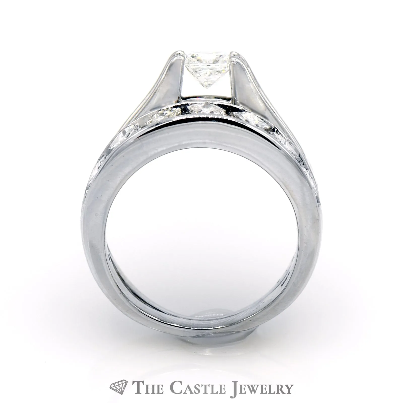 2.25cttw Princess Cut Diamond Bridal Set in 14k White Gold