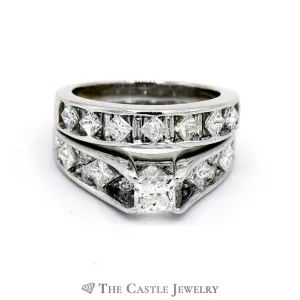 2.25cttw Princess Cut Diamond Bridal Set in 14k White Gold