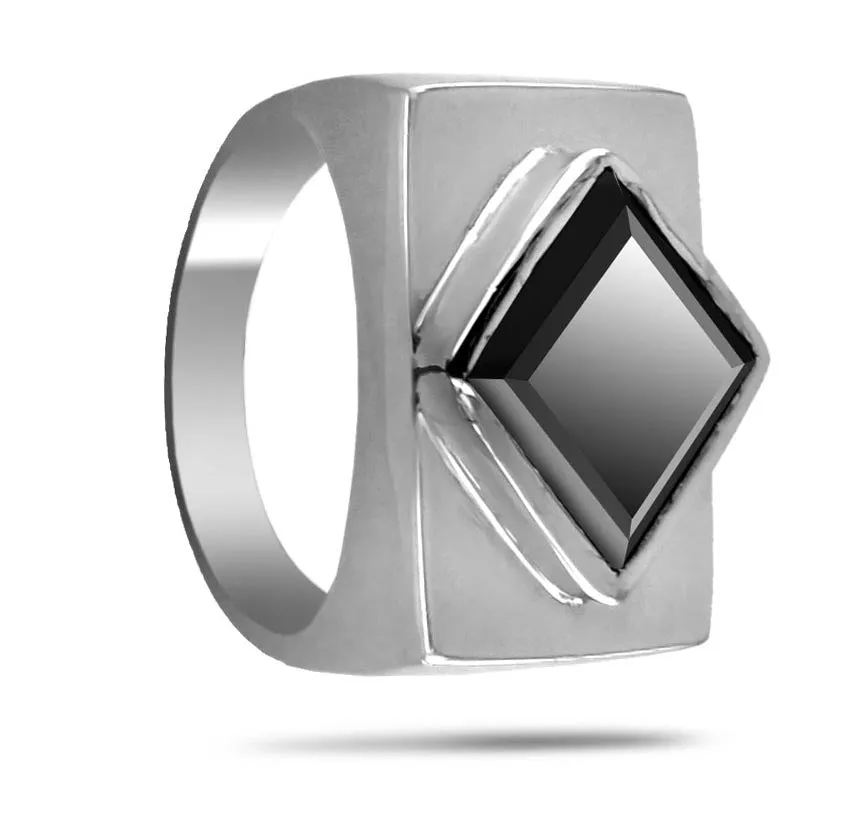 2.50 Ct AAA Certified Black Diamond Solitaire Ring in 925 Sterling Silver with Bezel Style