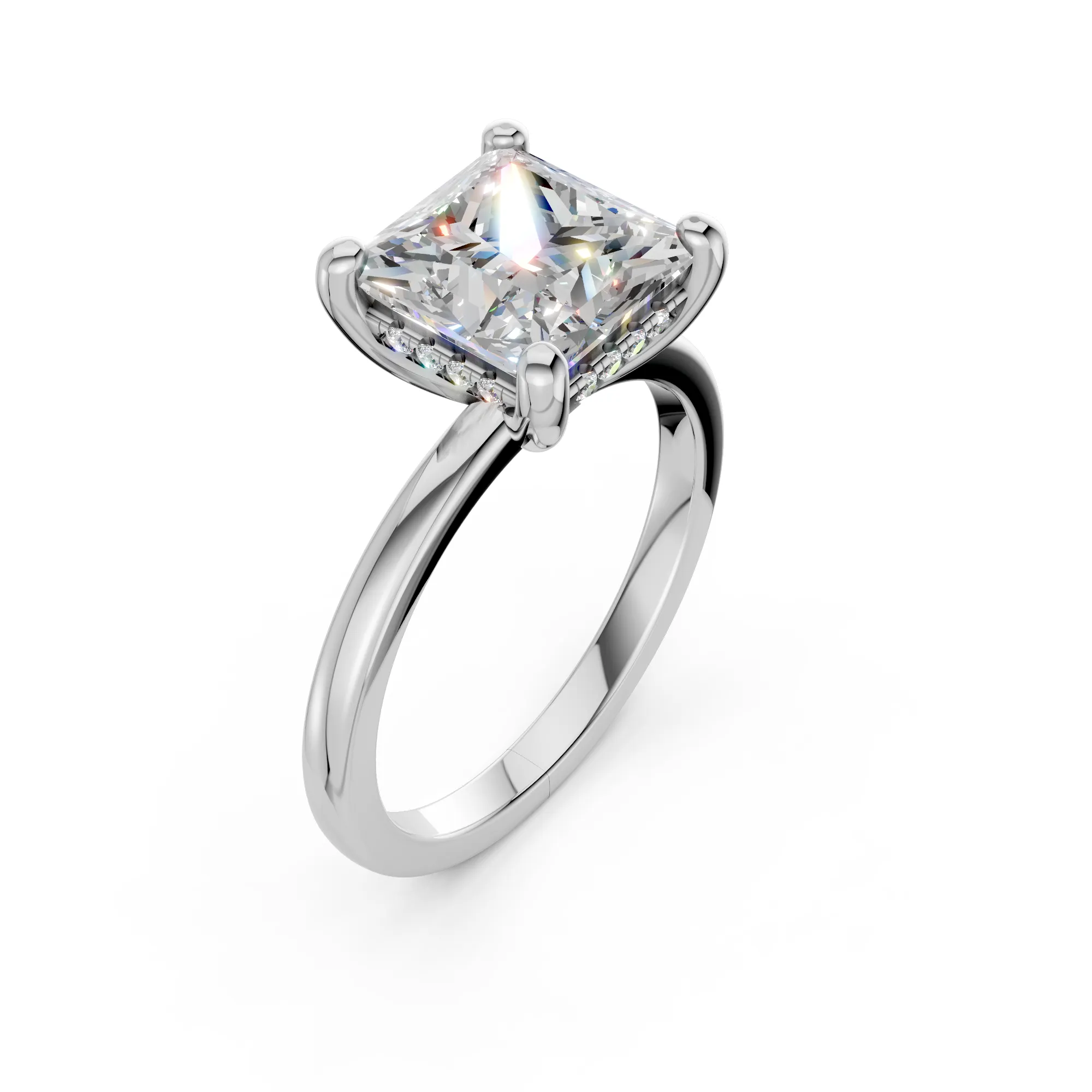 2.70ct IGI CERTIFIED Lab Grown Princess-Cut Diamond with Hidden Halo Engagement Ring