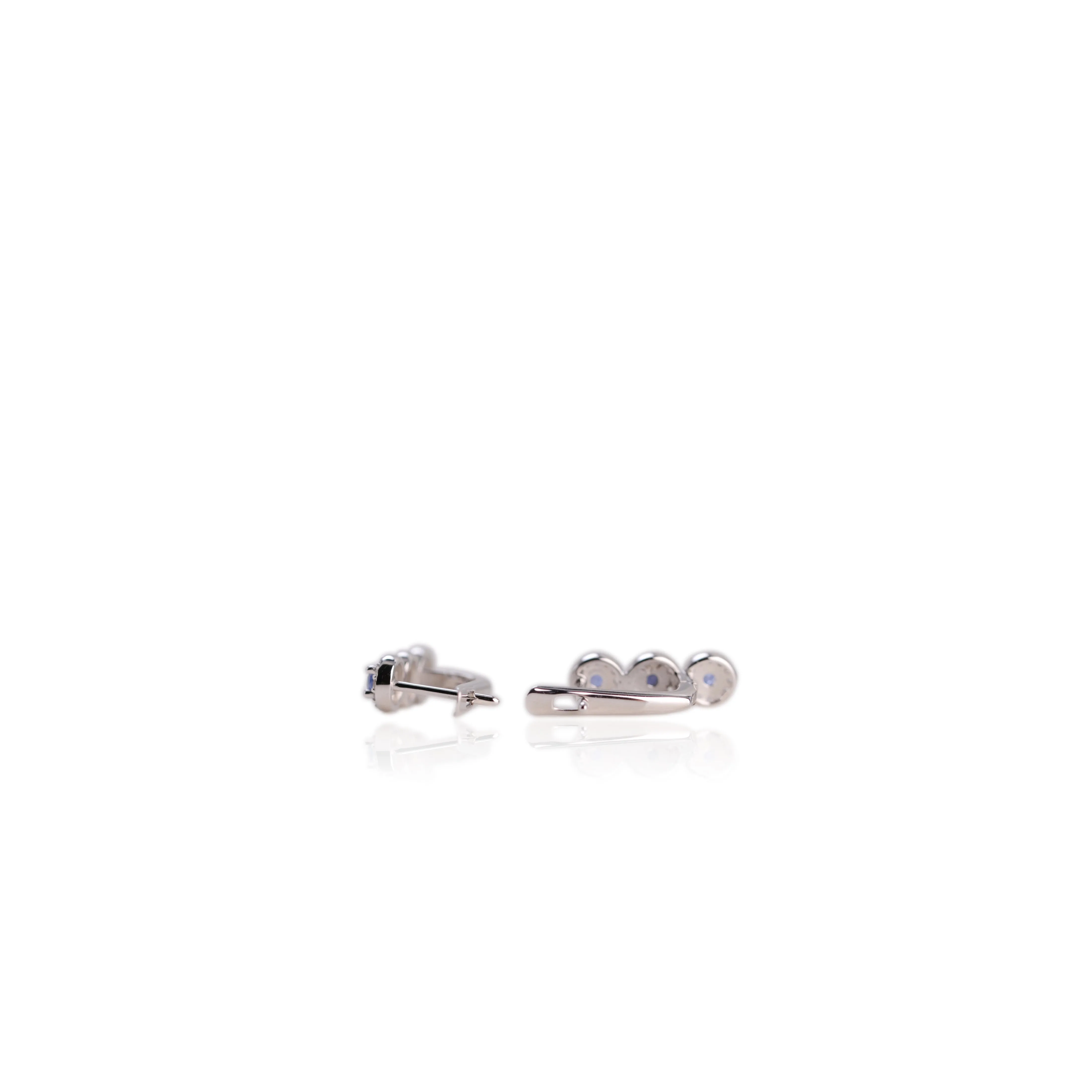 3 mm. Round Cut Blue Thai Sapphire with Cz Halo Cluster Earrings