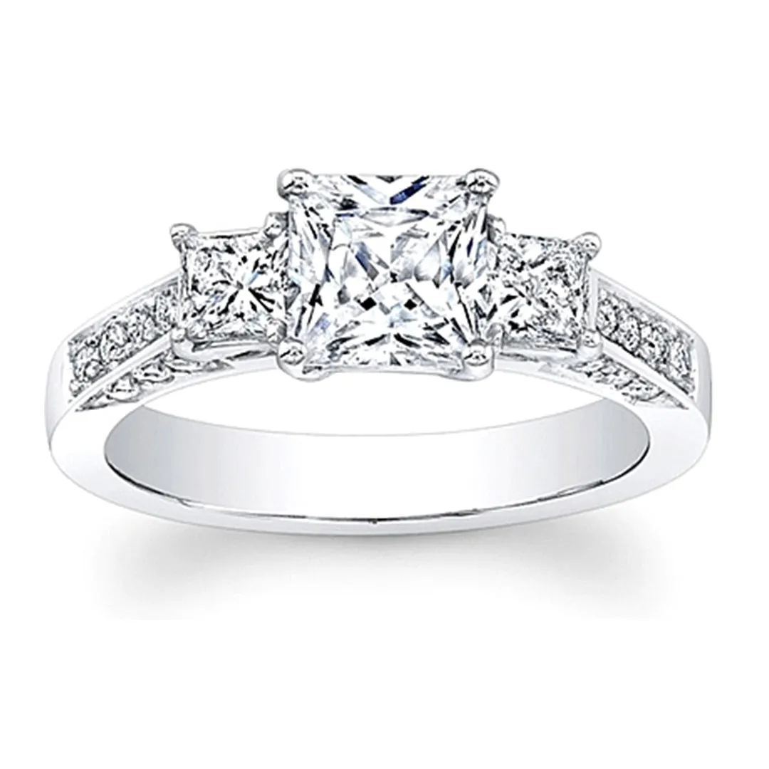 3-Stone Princess Cut Diamond Engagement ring