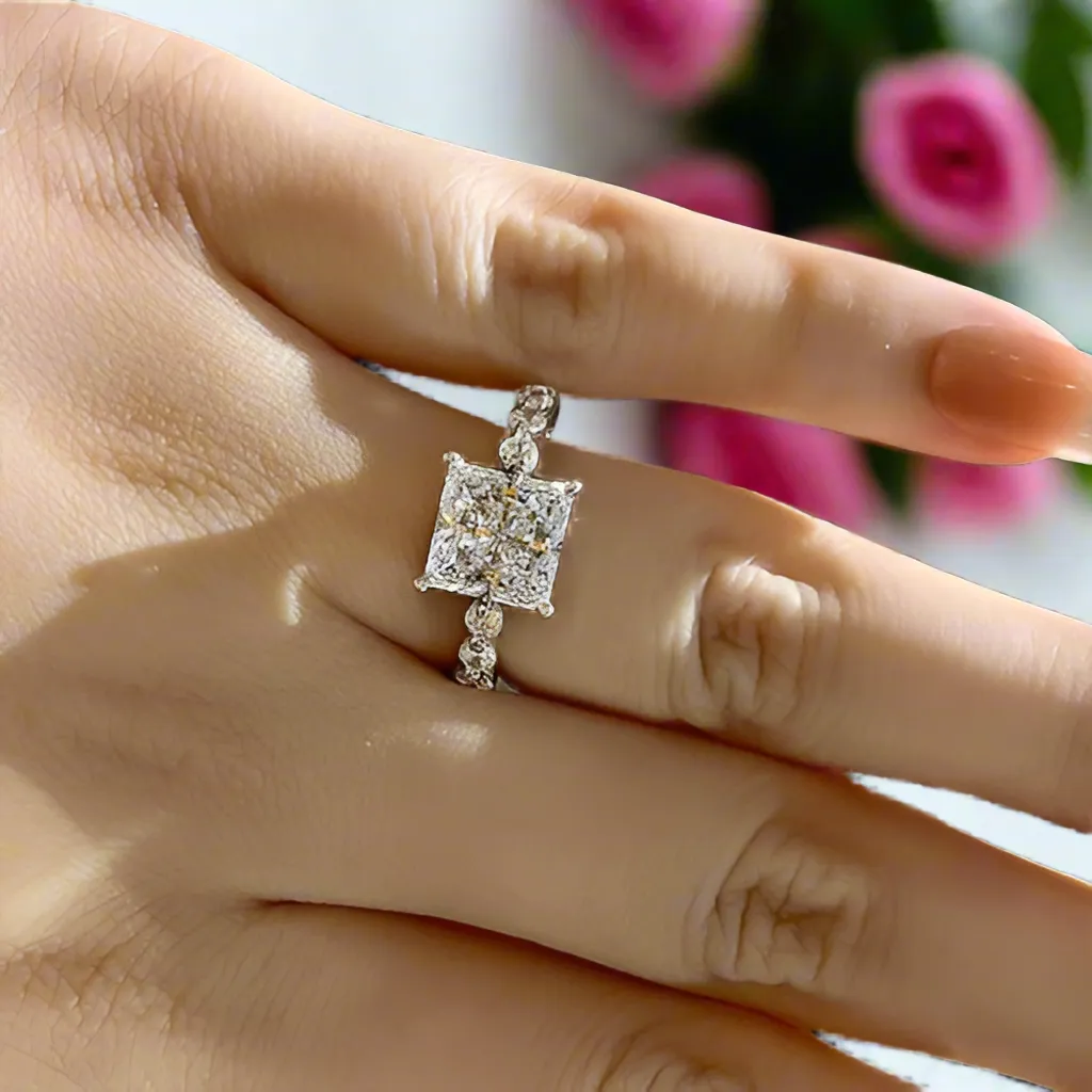 3.0ct Classic Princess Cut Simulated Diamond Engagement Ring