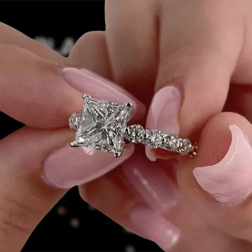 3.0ct Classic Princess Cut Simulated Diamond Engagement Ring