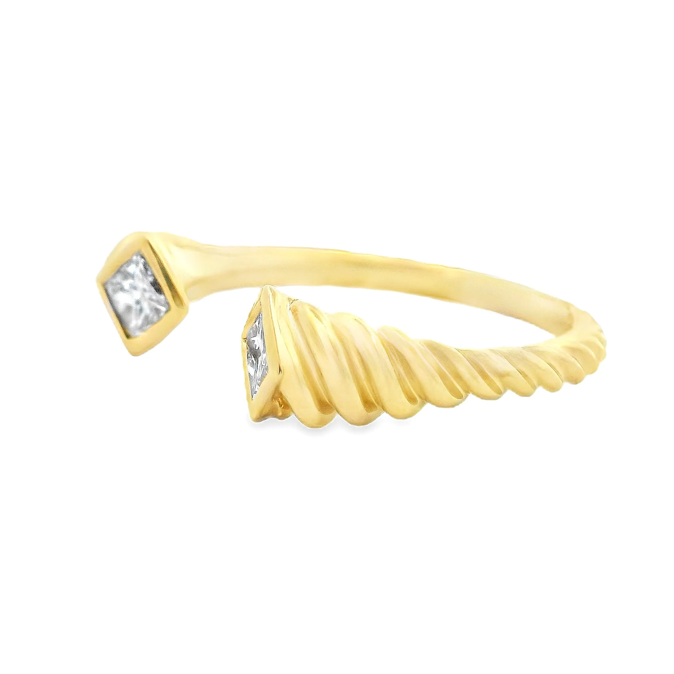 .31ct 14k Yellow Gold Diamond Fluted Bypass Ring