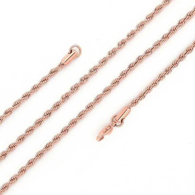 31" Rose Gold Tone Twist Stainless Steel Chain