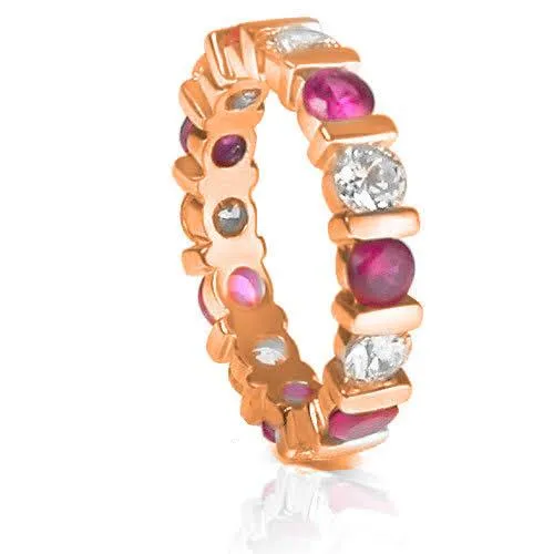 3.20 CT Round Cut Rubies & Diamonds - Eternity Ring