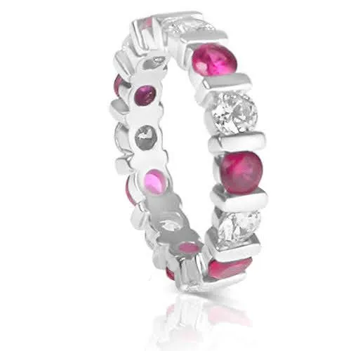 3.20 CT Round Cut Rubies & Diamonds - Eternity Ring