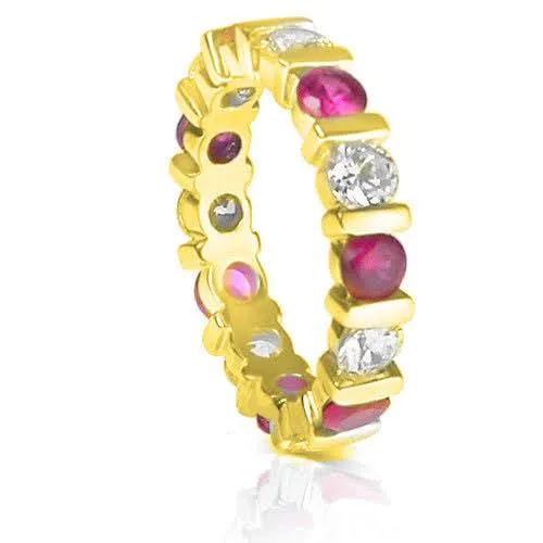 3.20 CT Round Cut Rubies & Diamonds - Eternity Ring
